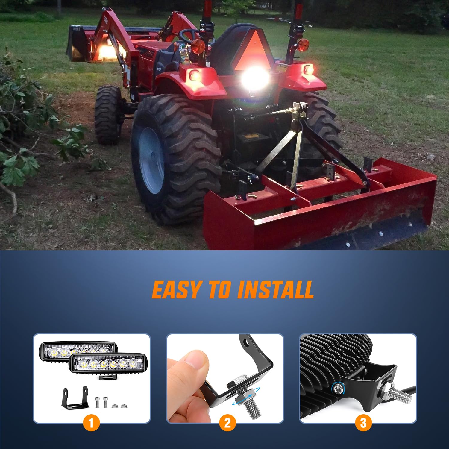 Nilight 15019S-B 18W LED Light Bar 2 Pack - Spot Driving Fog Lights for Off Road, SUV, Jeep, Boat & Work Lights | Durable & Waterproof | 2 Year Warranty | Perfect for Night Driving, Camping & Outdoor Adventures