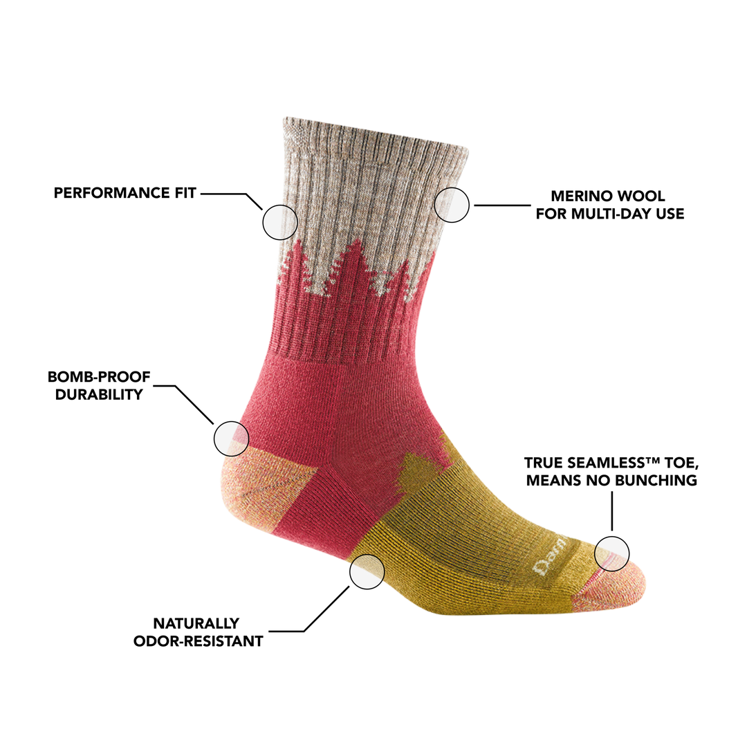 Darn Tough 1971 Treeline Micro Crew Midweight Cushion Socks for Women - Hiking, Outdoor & Everyday Comfort
