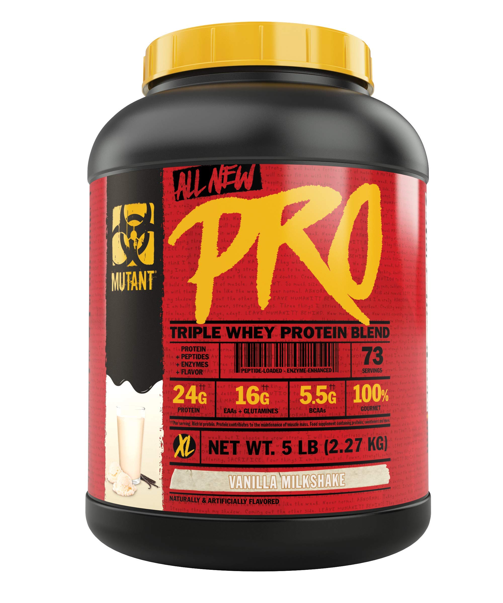 Mutant Pro Triple Whey Protein Powder - Time-Released Protein Supplement for Enhanced Amino Acid Absorption - Gourmet Vanilla Milkshake Flavor (5 lbs) - Perfect for Post-Workout Recovery & Muscle Building