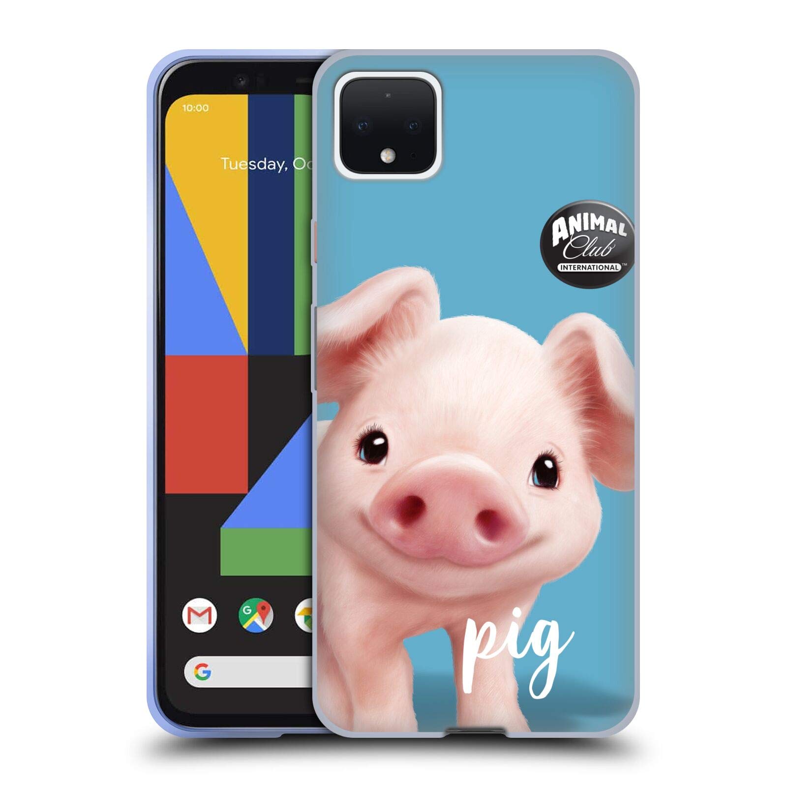 Official Pig Face Soft Gel Case for Google Pixel 4 XL - Fun Animal Design for Daily Use