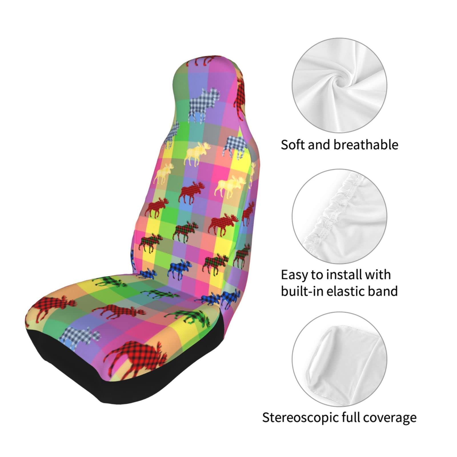 Premium Elastic Moose Car Seat Covers (2-Pack) - Universal Fit for Cars, SUVs, Trucks & Vans - Waterproof & Non-Slip Auto Interior Accessories - Perfect for Family Road Trips, Pet Protection & Daily Commuting