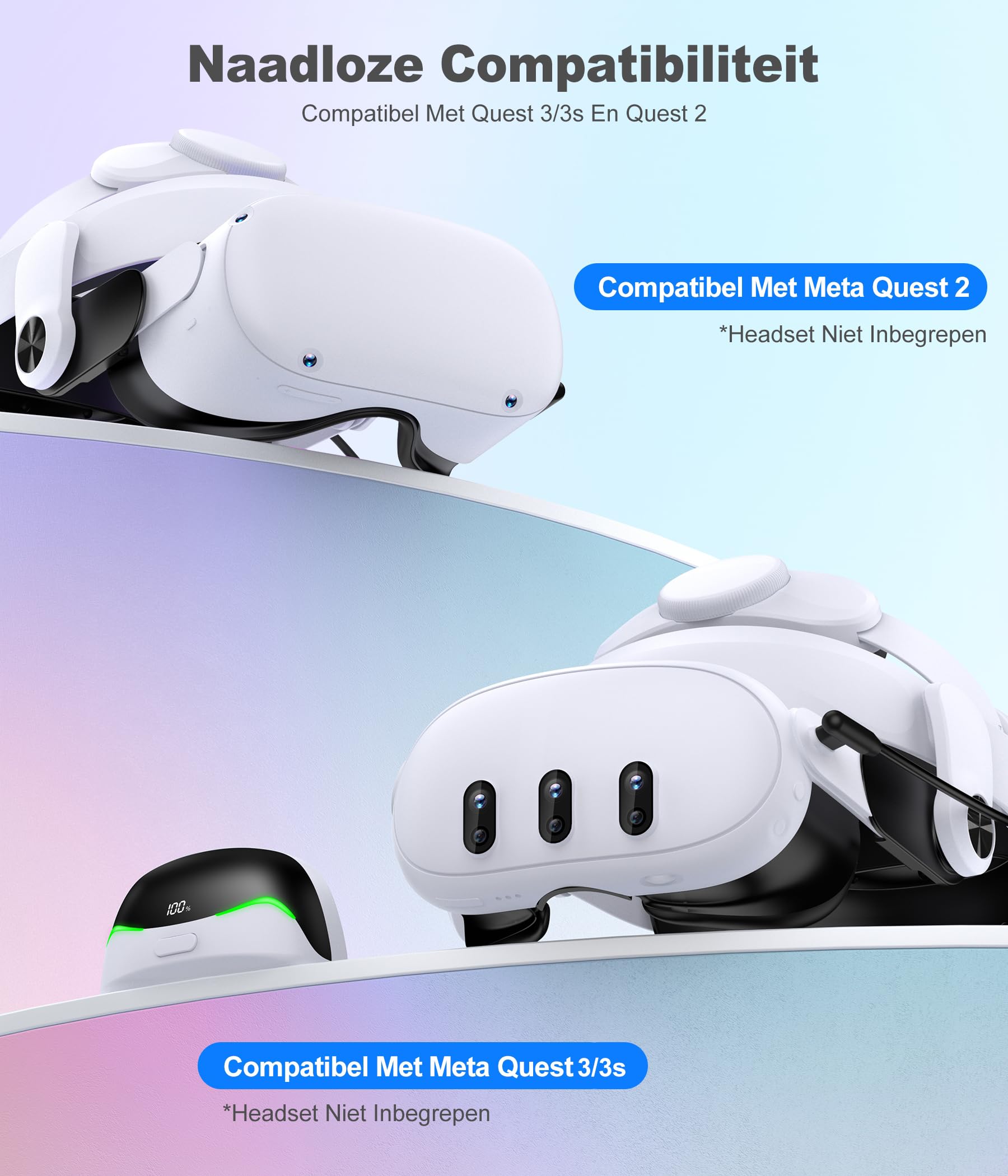 CoguyTech Elite Strap Compatible with Meta Quest 3/Quest 2 - Replacement Comfort Overhead Head Strap for VR Headset with Magnetic Connection & 13400mAh Hot-Swap Power Bank - Reduce Head Pressure for Extended VR Gaming, Fitness, and Movie Watching