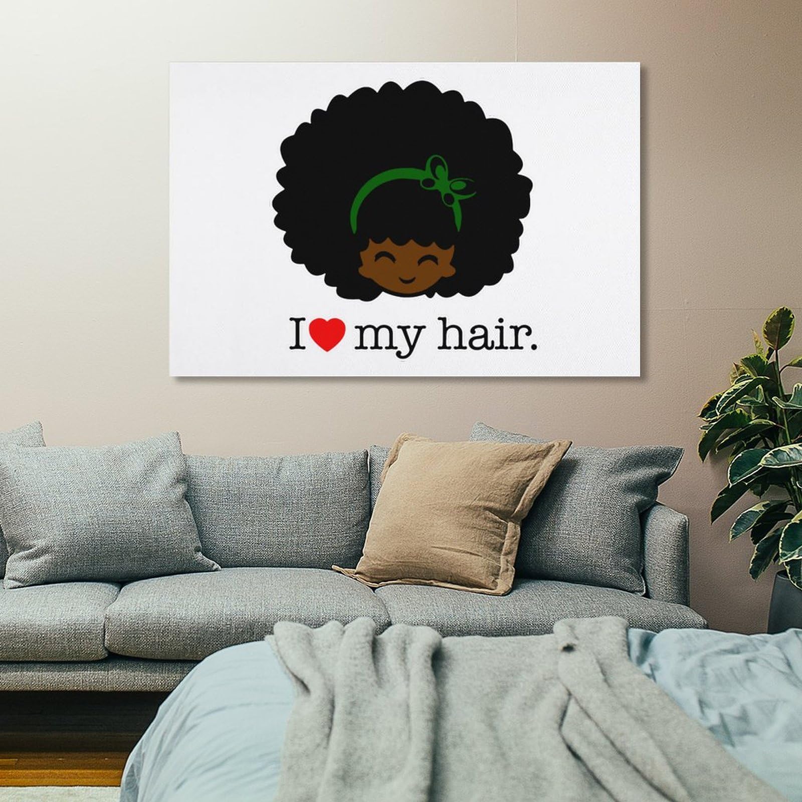 Funny 'I Love My Hair' Canvas Wall Art - Printed Home & Office Decor Painting (Framed/Unframed) - Perfect for Living Room, Bedroom & Workspace Decorations