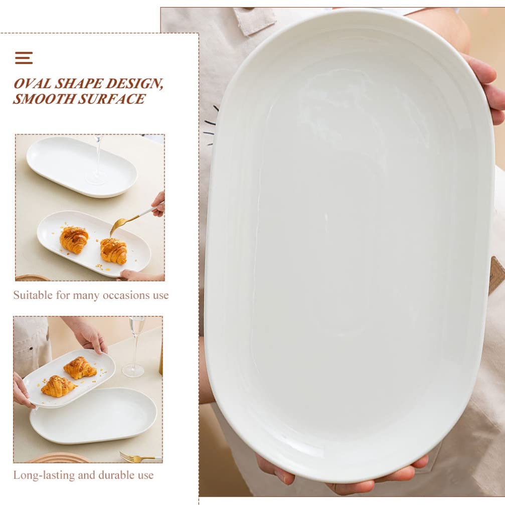 White Round Ceramic Serving Tray - Sushi Plate, Cake Stand, Appetizer Dish, Kitchen Sink Tray, Food Server | Nordic Style Porcelain Platter for Dining, Party, Buffet & Home Decor