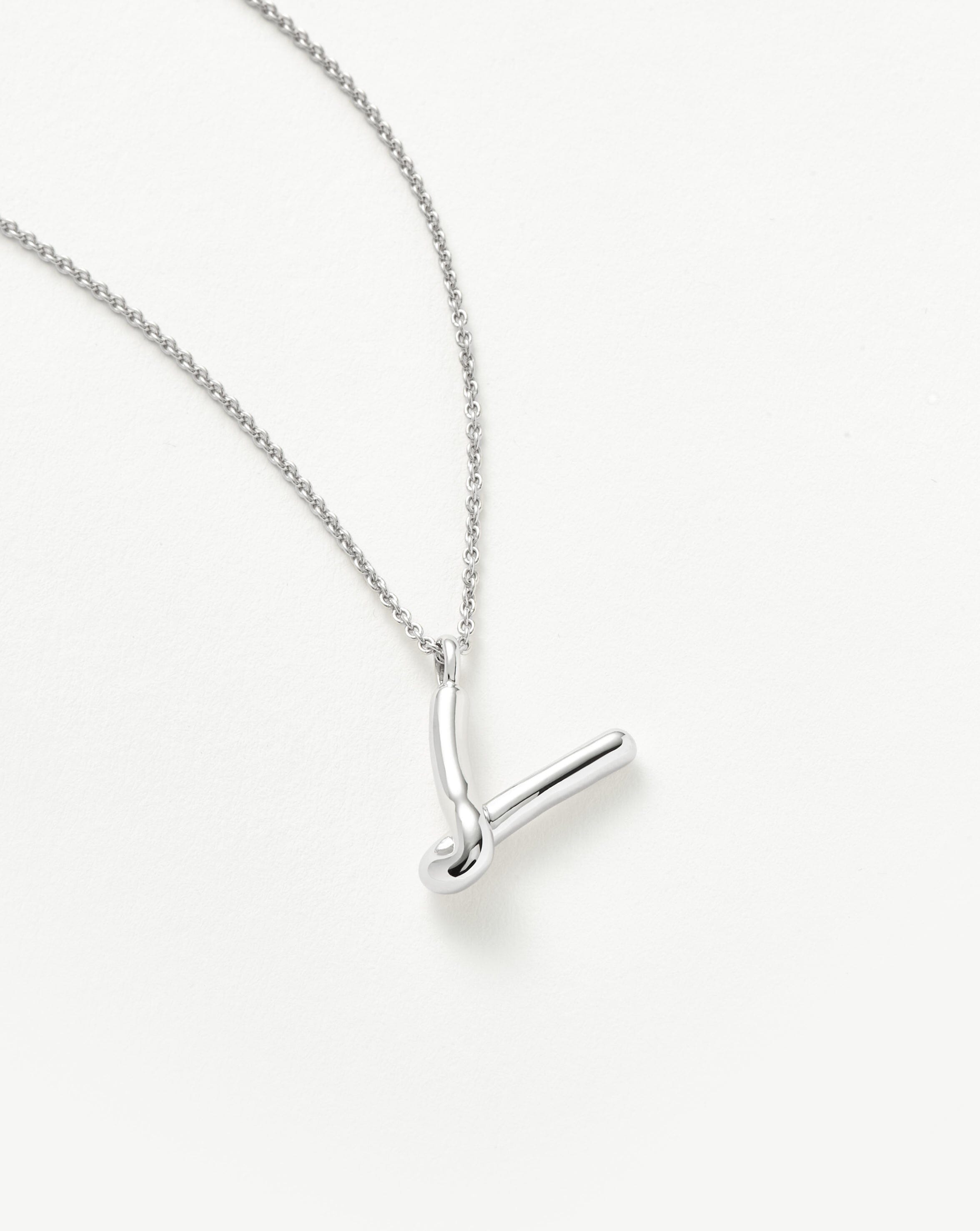 Personalized Sterling Silver Curly Molten Initial Pendant Necklace - Custom Monogram Jewelry for Women | Gift for Her, Birthday, Anniversary, Valentine's Day | Everyday Wear & Special Occasions