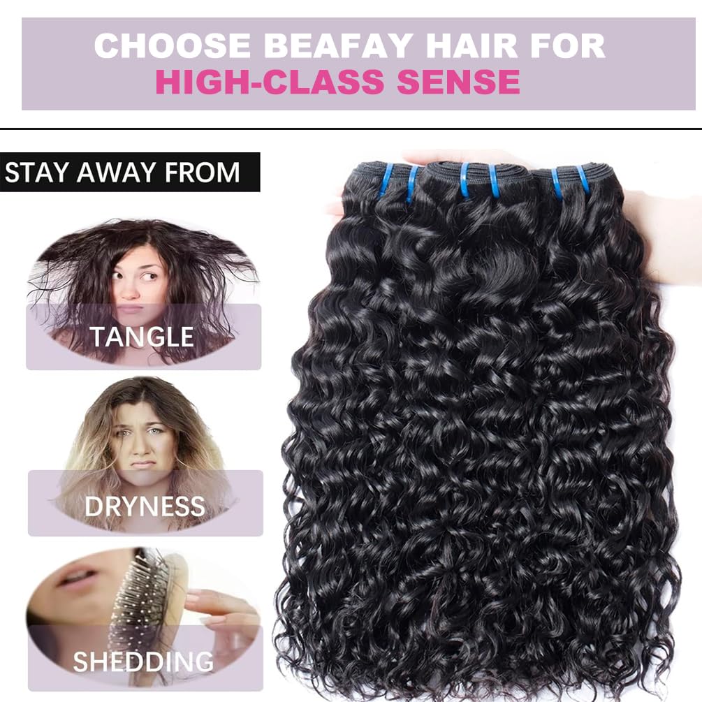 100% Unprocessed Brazilian Virgin Water Wave Human Hair Bundles 16A (16 18 20 Inch) - 3 Bundles Raw Curly Wave Hair Extensions for Black Women - Perfect for Protective Styles, Weaves & Natural Hair Enhancement