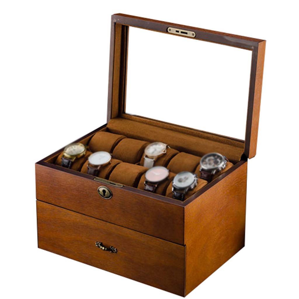 Premium 20-Slot Watch Box with Glass Lid - Luxury Wristwatch & Jewelry Display Case with Soft Pillows, Lockable Metal Lock - Perfect for Watch Collectors, Gift Presentation & Home Decor Storage