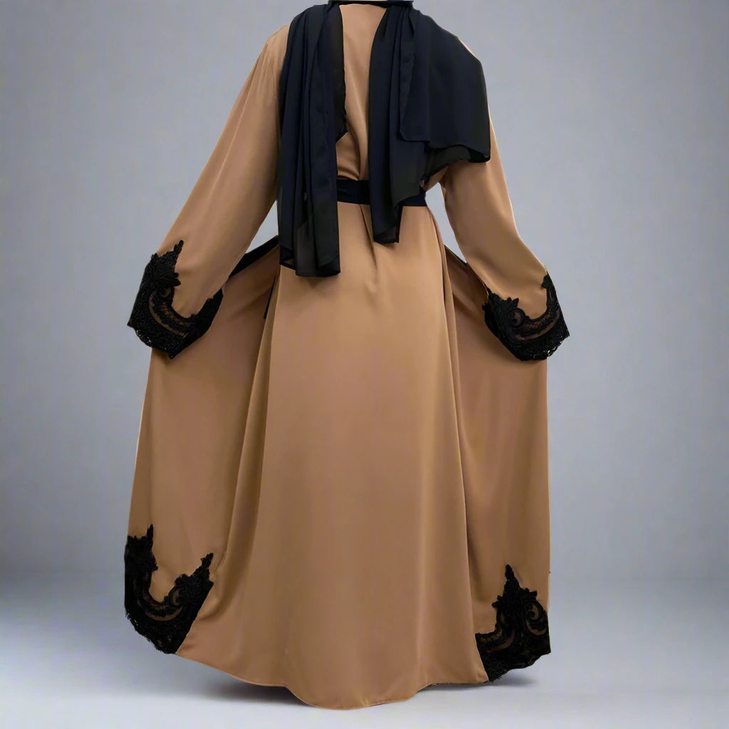 Elegant Muslim Women's Fashion Ramadan Cardigan Maxi Robe Open Abaya Dress - Perfect for Prayer, Eid Celebrations & Modest Daily Wear