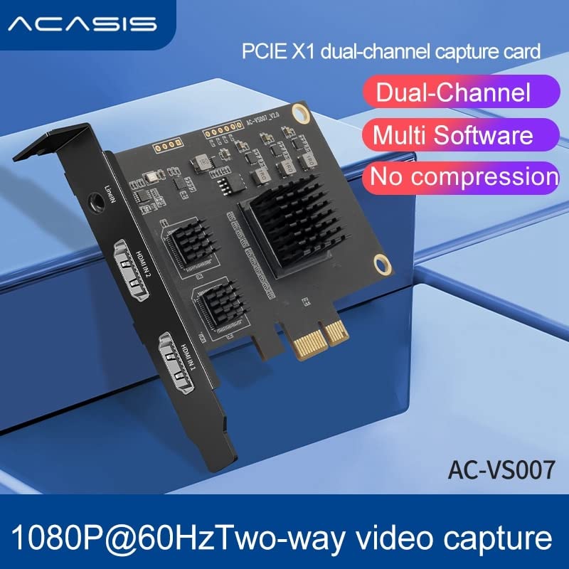Dual Channel HDMI PCIe HD Video Capture Card - 1080p 60Hz for OBS, Vmix & Wirecast Streaming | Live Broadcast, Gaming Capture & Video Production