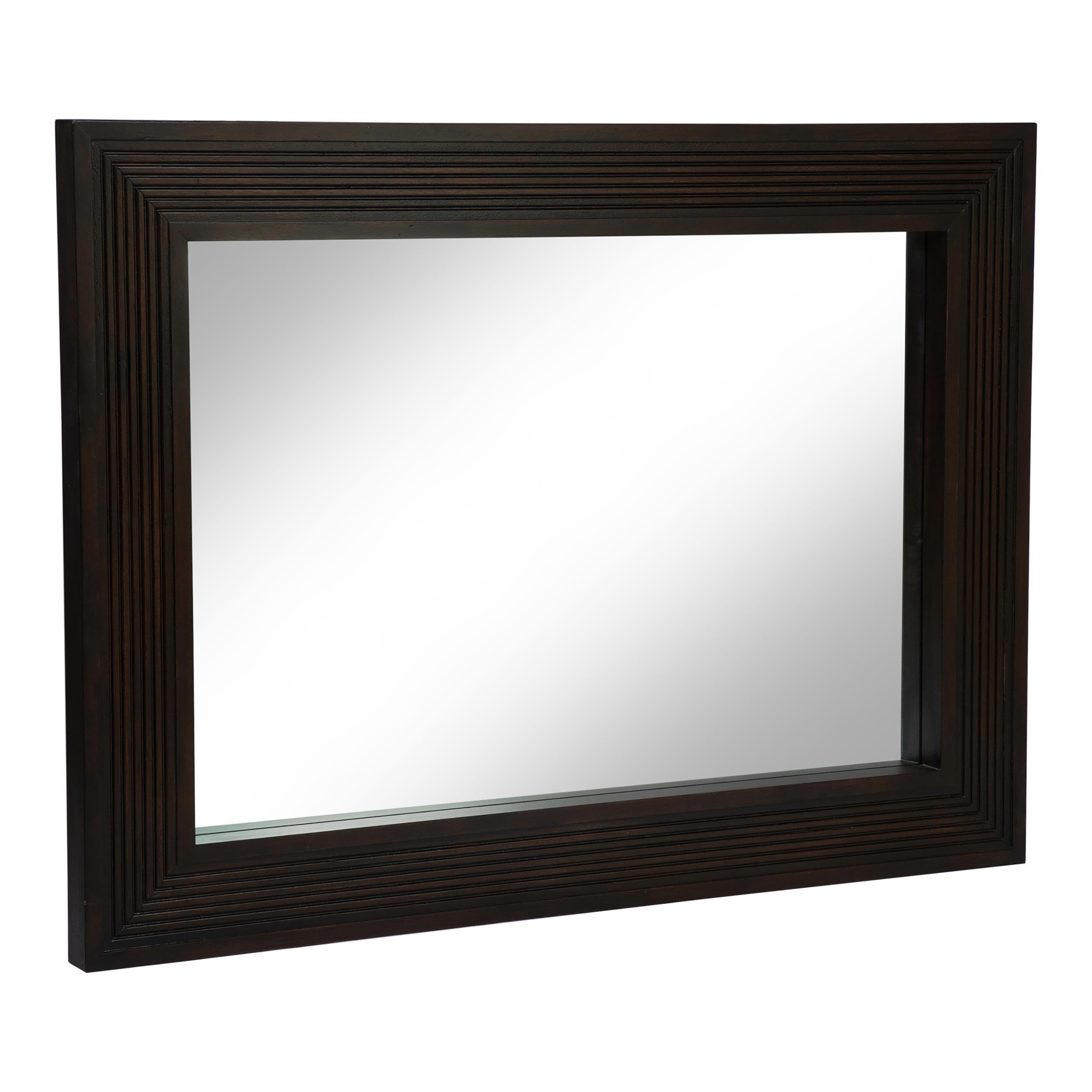 Tezra Contemporary Solid Wood Framed Mirror in Dark Walnut - Modern Wall Mirror for Bedroom, Living Room & Entryway - Furniture of America
