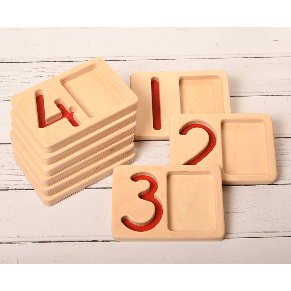 Eco-Friendly Tactile Wooden Number Trays 1-9 | Montessori Math Learning Toys for Kids | Counting & Tracing Set for Early Childhood Education | Perfect for Homeschool & Classroom Use