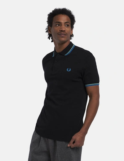 Fred Perry Twin Tipped Polo Shirt for Men - Classic Cotton Short Sleeve Button Down Collar Shirt (Size 9) - Perfect for Casual Wear, Office & Golf Outings