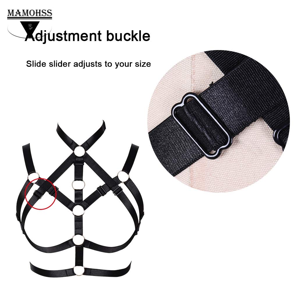 MAMOHSS Gothic Punk Strappy Lingerie Bra - Women's Fashion Elastic Harness Cage Bra for Exotic Wear | Perfect for Nightclubs, Costume Parties & Boudoir Photography