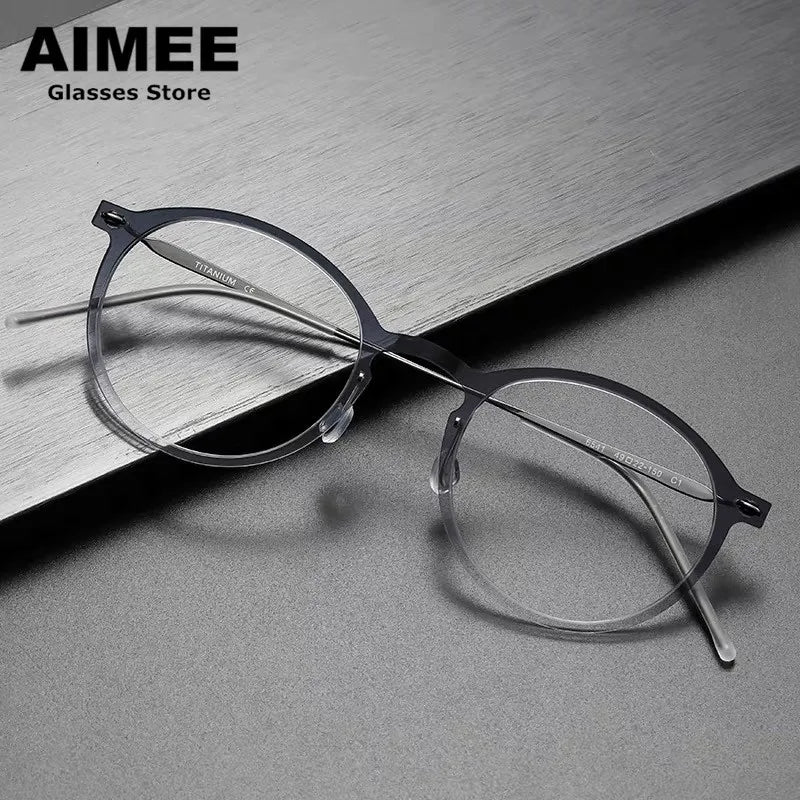 Unisex Full Rim Round Screwless Titanium Acetate Eyeglasses 6541 - Lightweight Durable Glasses for Work, Reading & Fashion | Aimee Eyewear