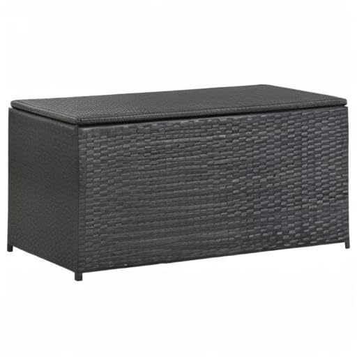 vidaXL Outdoor Storage Deck Box with Lid - Waterproof Patio Cabinet & Storage Chest for Cushions, Pillows, Garden Tools, Pool Supplies - Perfect for Backyard, Deck, and Poolside Organization (Black)