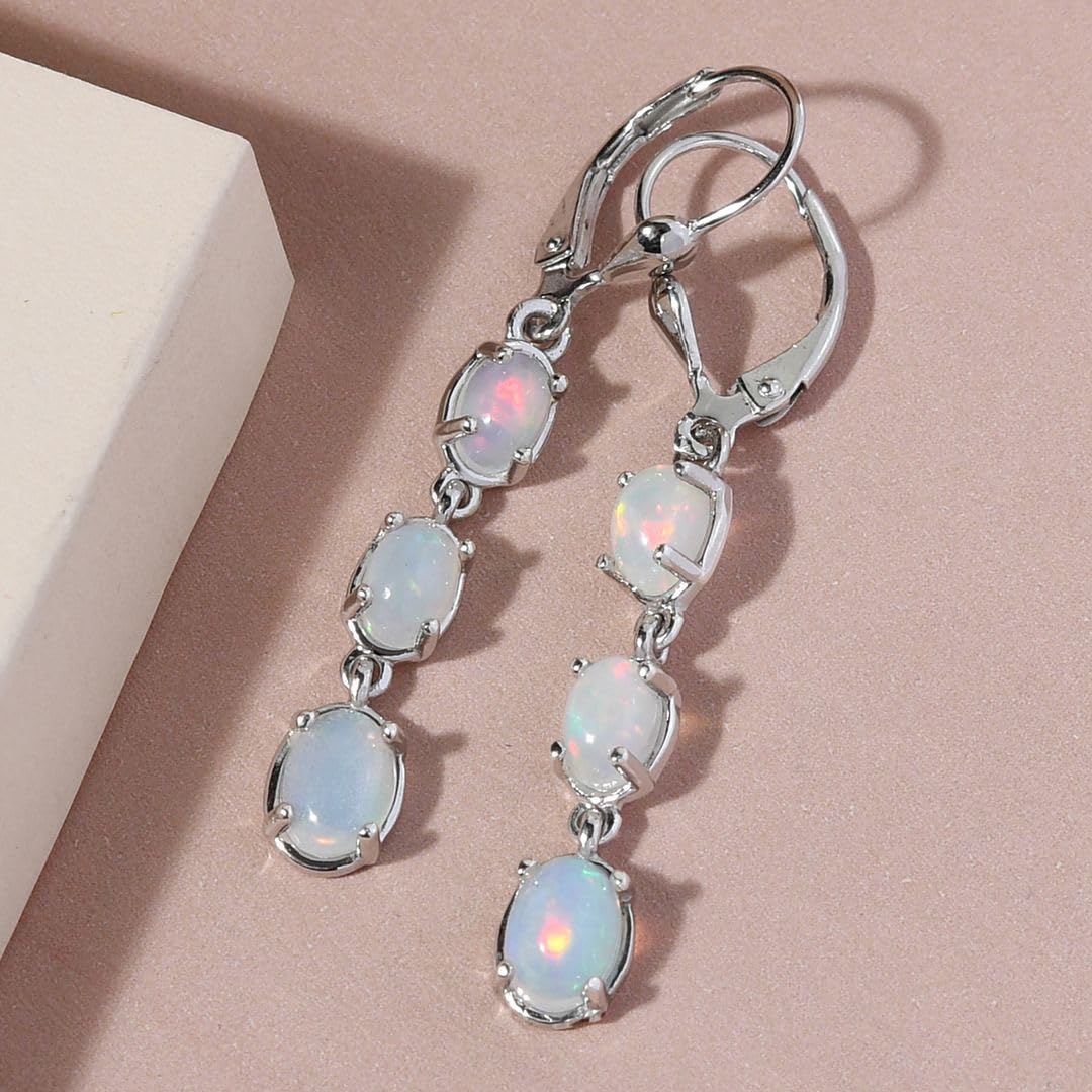 925 Sterling Silver Opal Drop Dangle Earrings for Women | Genuine Gemstone Jewelry | Birthday Gift for Her | Perfect for Parties, Weddings & Special Occasions