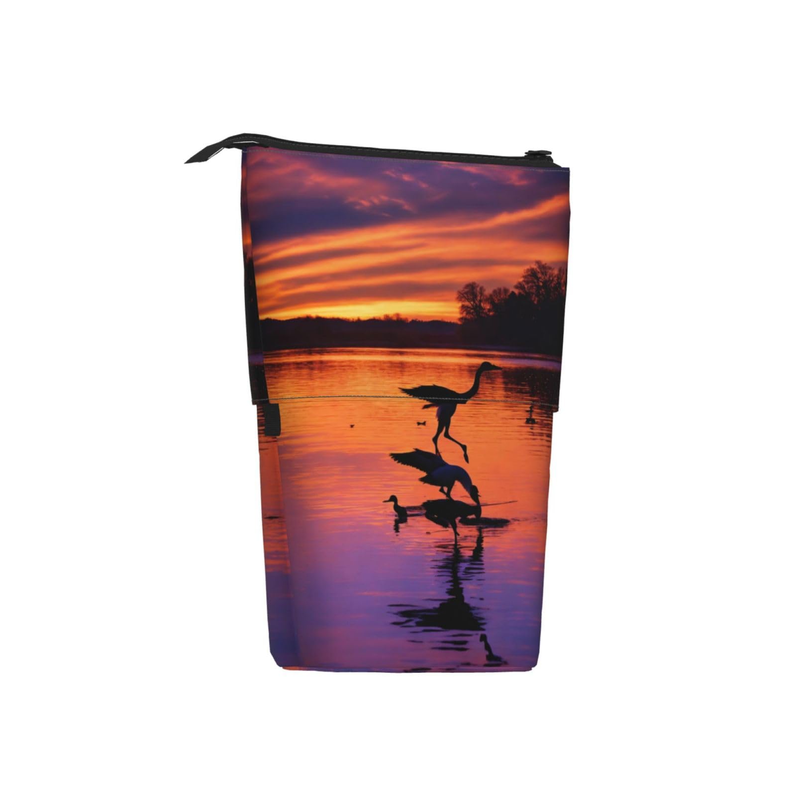 WURTON Hunting & Wild Ducks Print Expandable Pencil Case - Portable Stationery Organizer for School, Office & Travel | Perfect for Pens, Makeup & Art Supplies Storage
