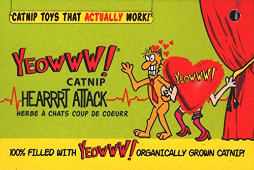 Yeowww! Heart Attack Pack: 3X 100% Organic Catnip Heart Cat Toys with Unique Phrases - Perfect for Playtime, Training & Bonding with Your Feline Friend