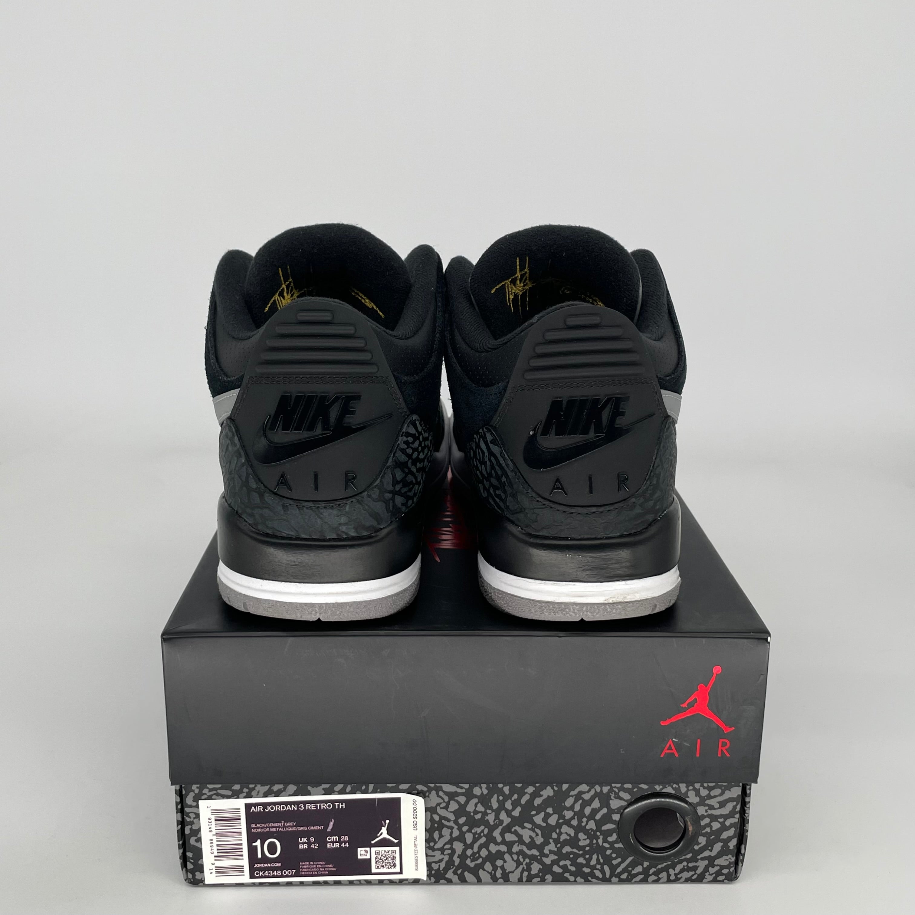 Original Air Jordan 3 Tinker Black Cement Gold Men's Basketball Shoes Size 10 (CK4348-007) - Retro Sneakers for Streetwear & Basketball Games