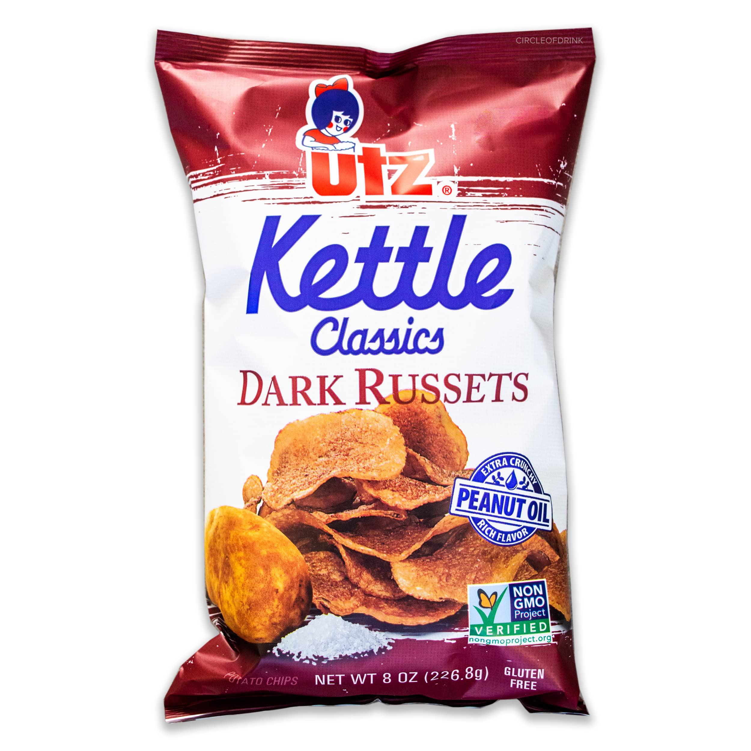 Utz Dark Russets Gourmet Kettle Classics Potato Chips (6 Pack, 8oz Bags) & Bachman Pretzel Stix (6oz) - Crunchy Snack Variety Pack for Parties, Picnics & Movie Nights - Thick Cut, Delicious Kettle Cooked Chips & Pretzel Sticks Combo