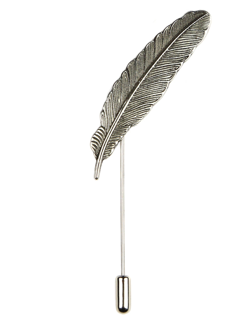 Vintage Silver Feather Lapel Pin - Elegant Brooch for Women & Men - Perfect for Suits, Blazers, Jackets & Formal Occasions