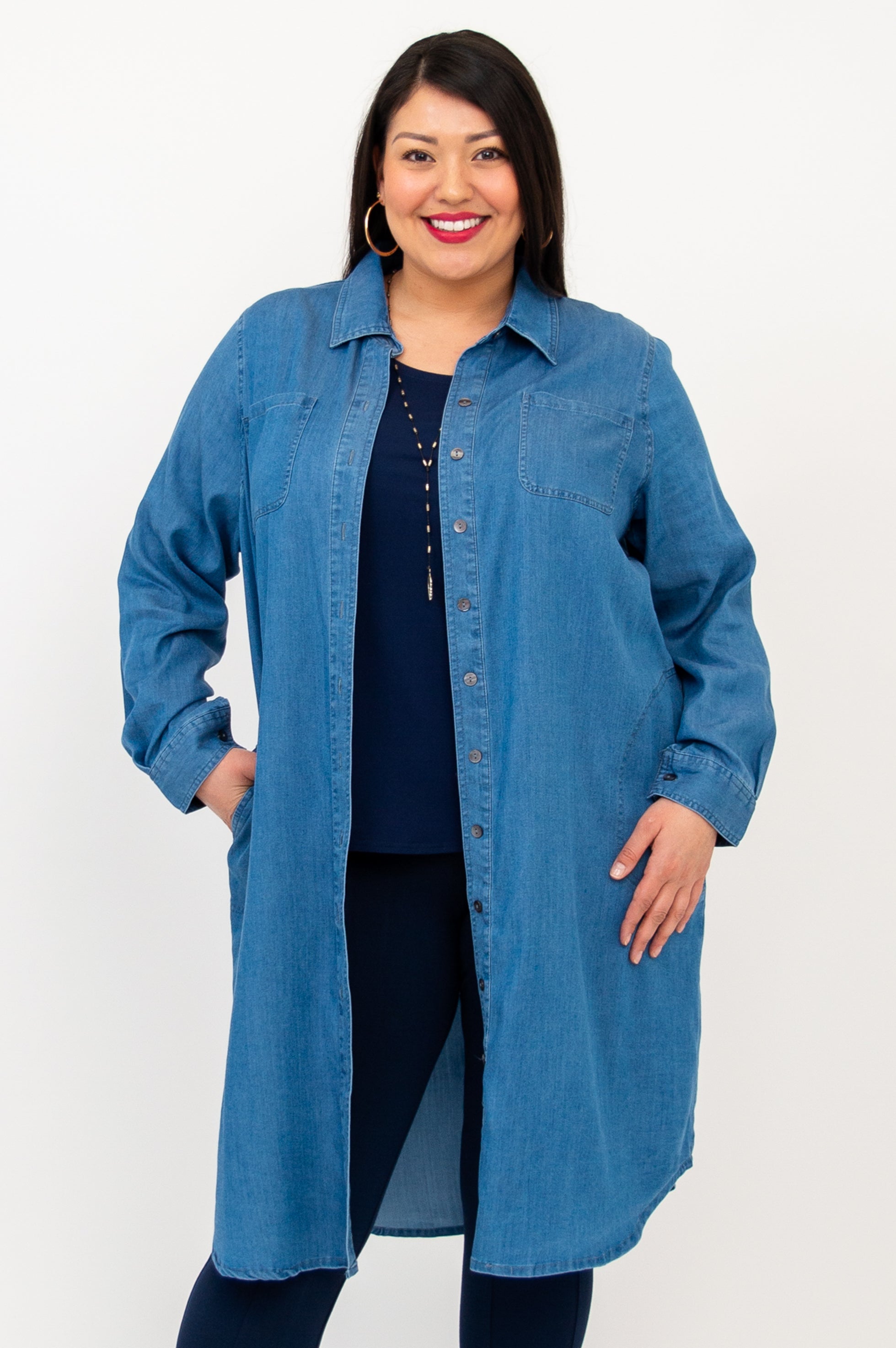 Anka Duster Jacket - Soft Tencel Denim Coat for Women | Lightweight Layering Piece for Spring & Fall Fashion