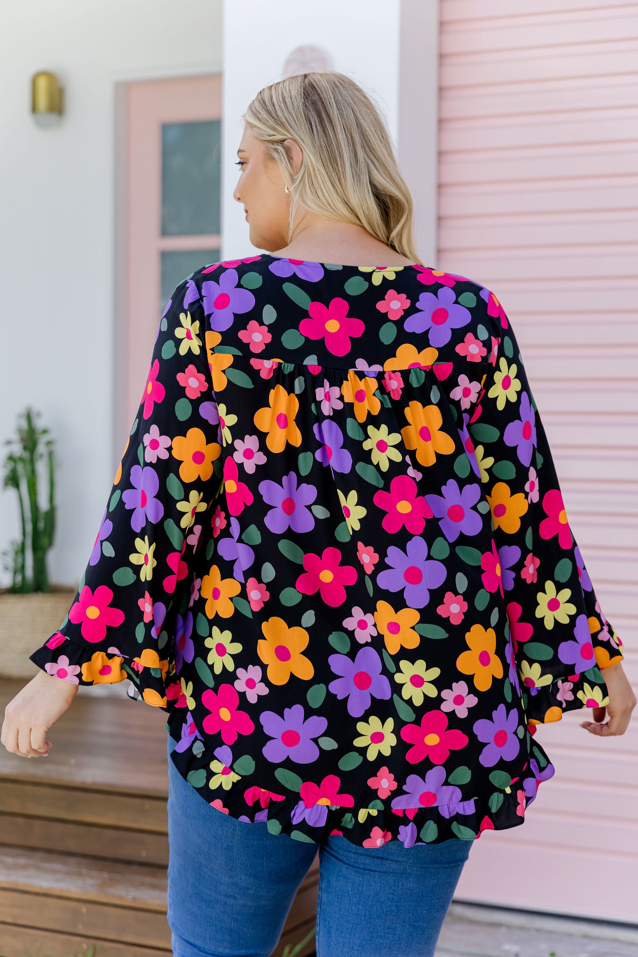 Natalie Women's Long Sleeve Blouse Floral Print Tops for Casual Wear, Office & Date Night Outfits