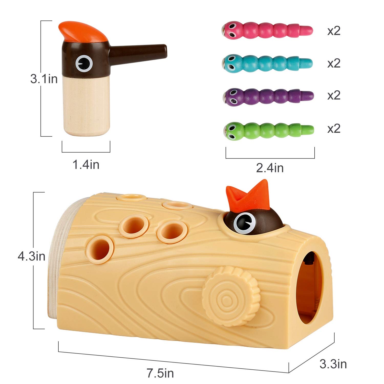 TOP BRIGHT Montessori Toys for Toddlers 2-4 Years - Woodpecker Worm Magnetic Game for Fine Motor Skills | Preschool Learning & Play