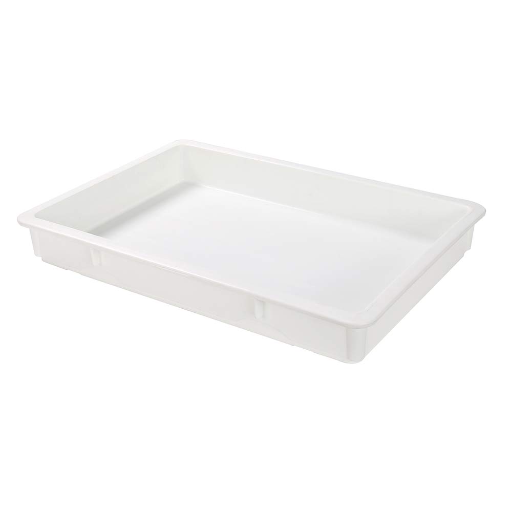 26 x 18 x 3 Inch White Plastic Proofing Box - Stackable Pizza Dough Riser with Lid (Sold Separately), Dishwasher Safe & Durable for Home Bakeries, Restaurants & Commercial Kitchens - Perfect for Bread, Pastry & Pizza Dough Proofing