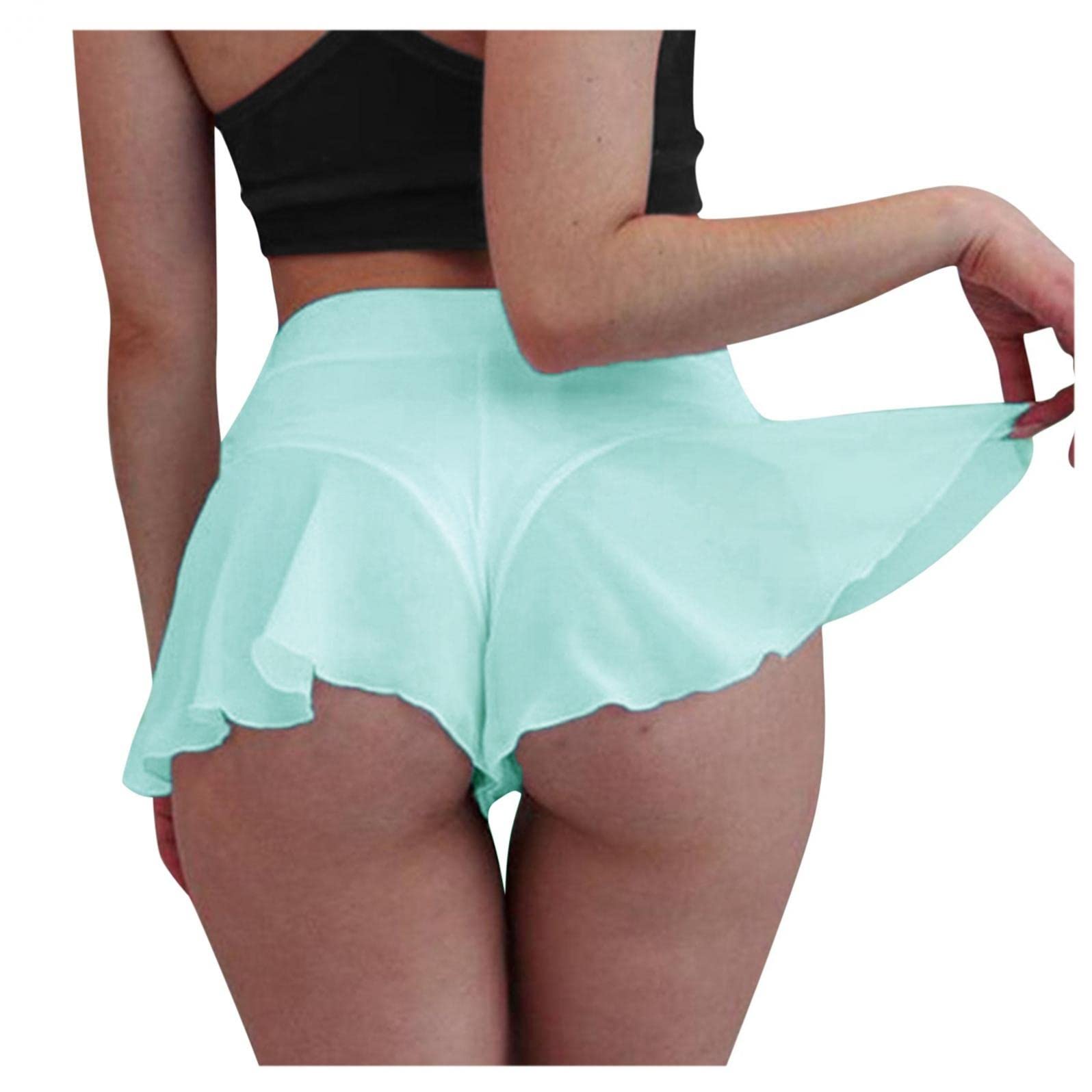 LURUA Women's High Waisted Athletic Shorts - Quick Dry Running Shorts for Gym, Yoga & Tennis - Summer Casual Workout Skirts with Ruffled Design | Perfect for Sports, Fitness & Outdoor Activities