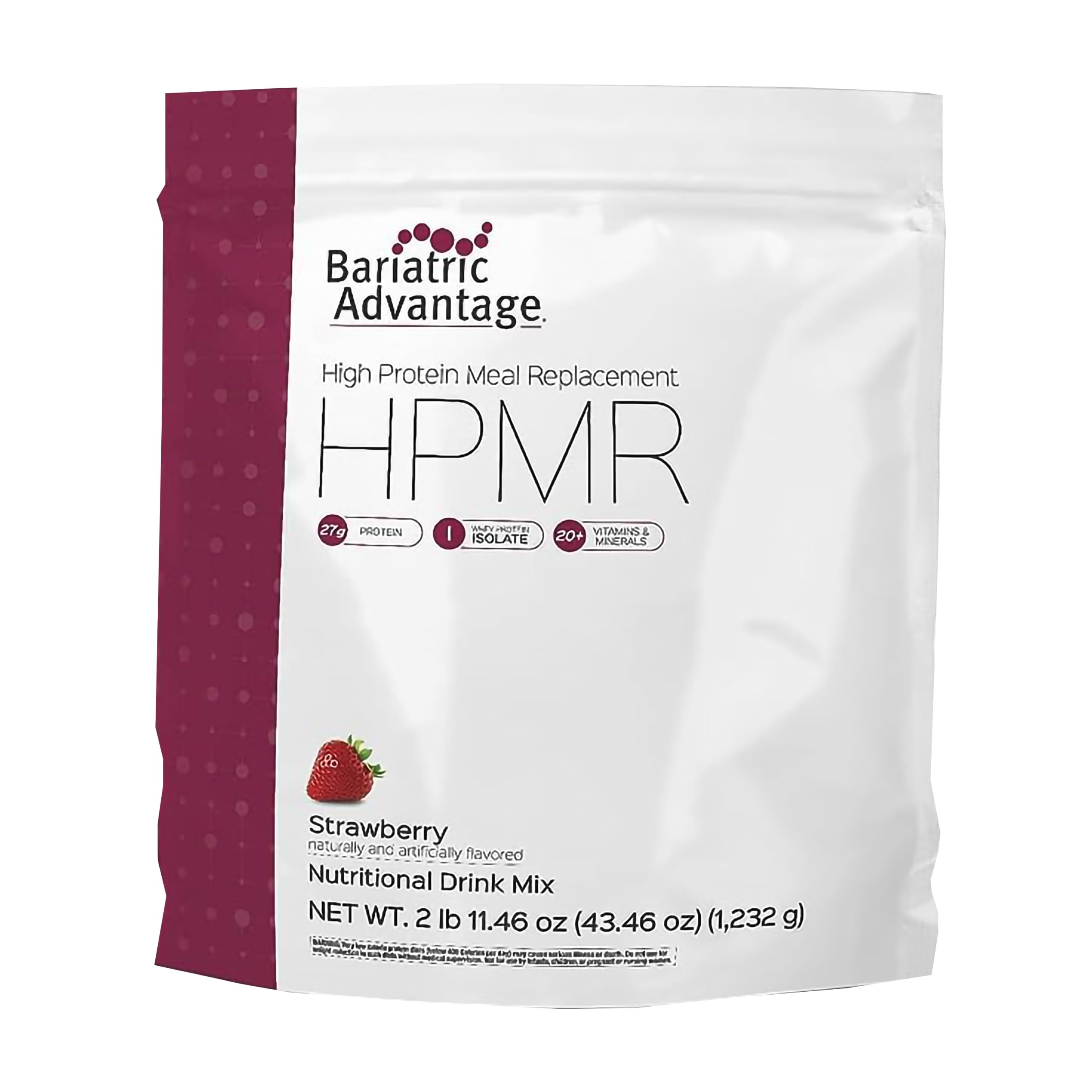 Bariatric Advantage High Protein Meal Replacement Shake - Whey Isolate Protein Powder for Gastric Bypass & Sleeve Gastrectomy - 27g Protein, Lactose-Free, Strawberry Flavor (28 Servings) - Ideal for Post-Surgery Recovery & Weight Management