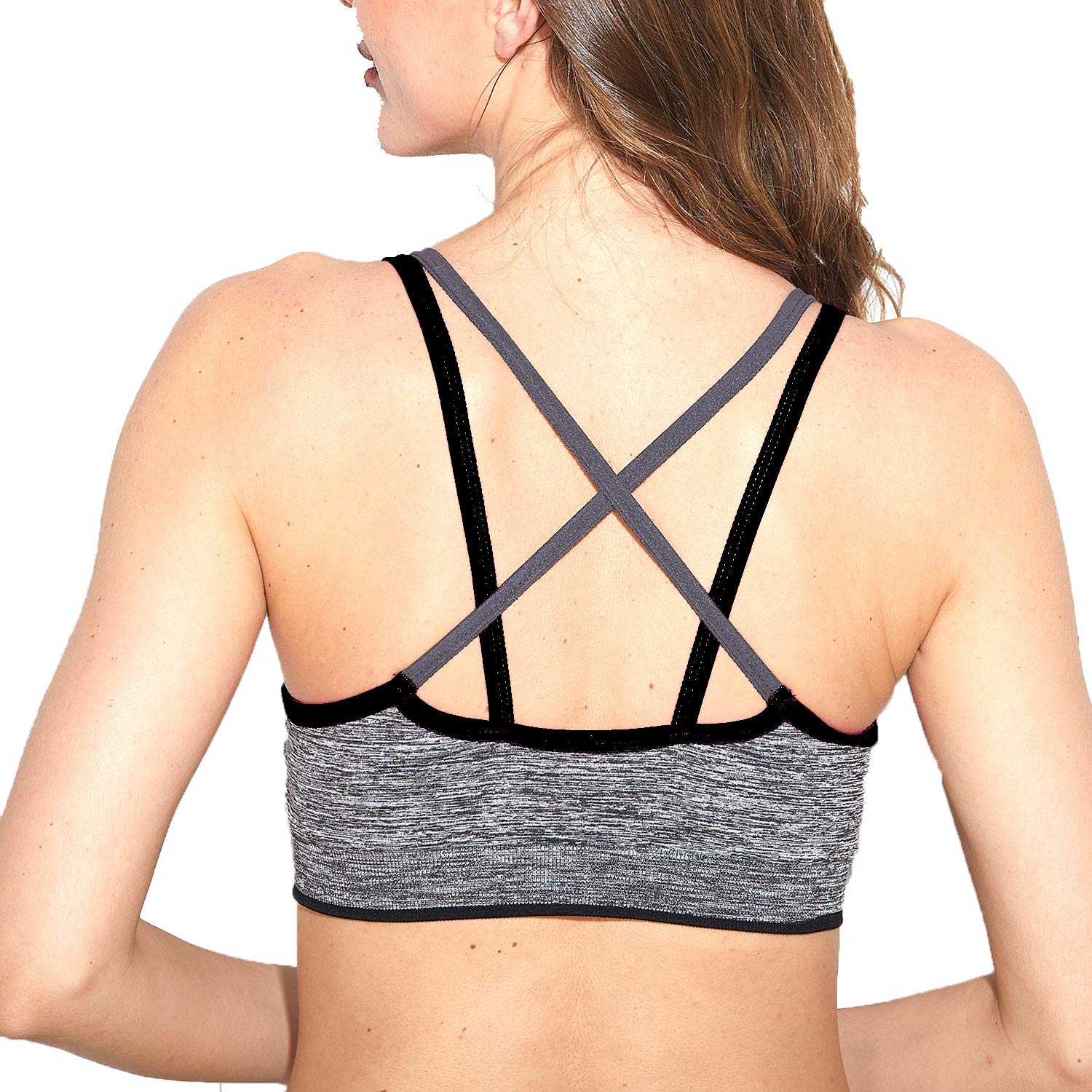 Women's Crossback Strappy Sports Bra - Padded Medium Support Workout & Yoga Top for Gym, Running, and Fitness Activities