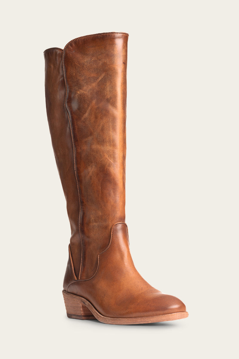 Vintage Carson Piping Tall Boots - Premium Pre-Owned Leather Ankle Boots for Women | Perfect for Fall Fashion, Casual Outfits & Date Nights