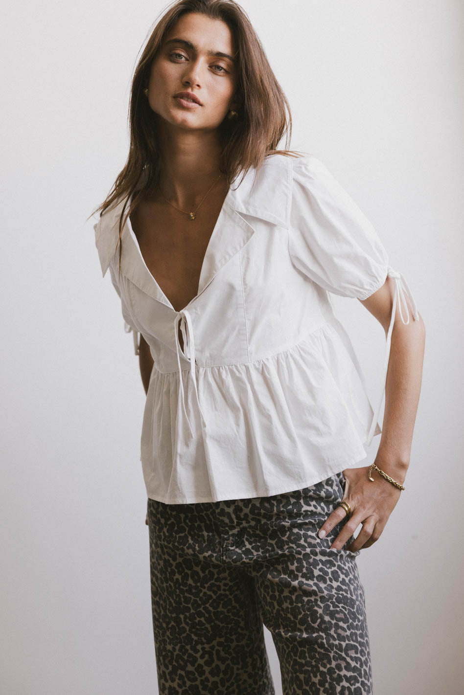 Bea Collared Peplum Blouse for Women - Elegant Office & Party Tops - FINAL SALE - Perfect for Work, Date Night & Special Occasions