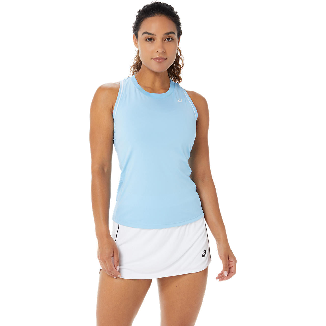 ASICS Women's Piping Tank Top - Breathable Workout Shirt for Running & Gym (Arctic Sky) | Lightweight Athletic Top for Yoga, Fitness & Summer Sports