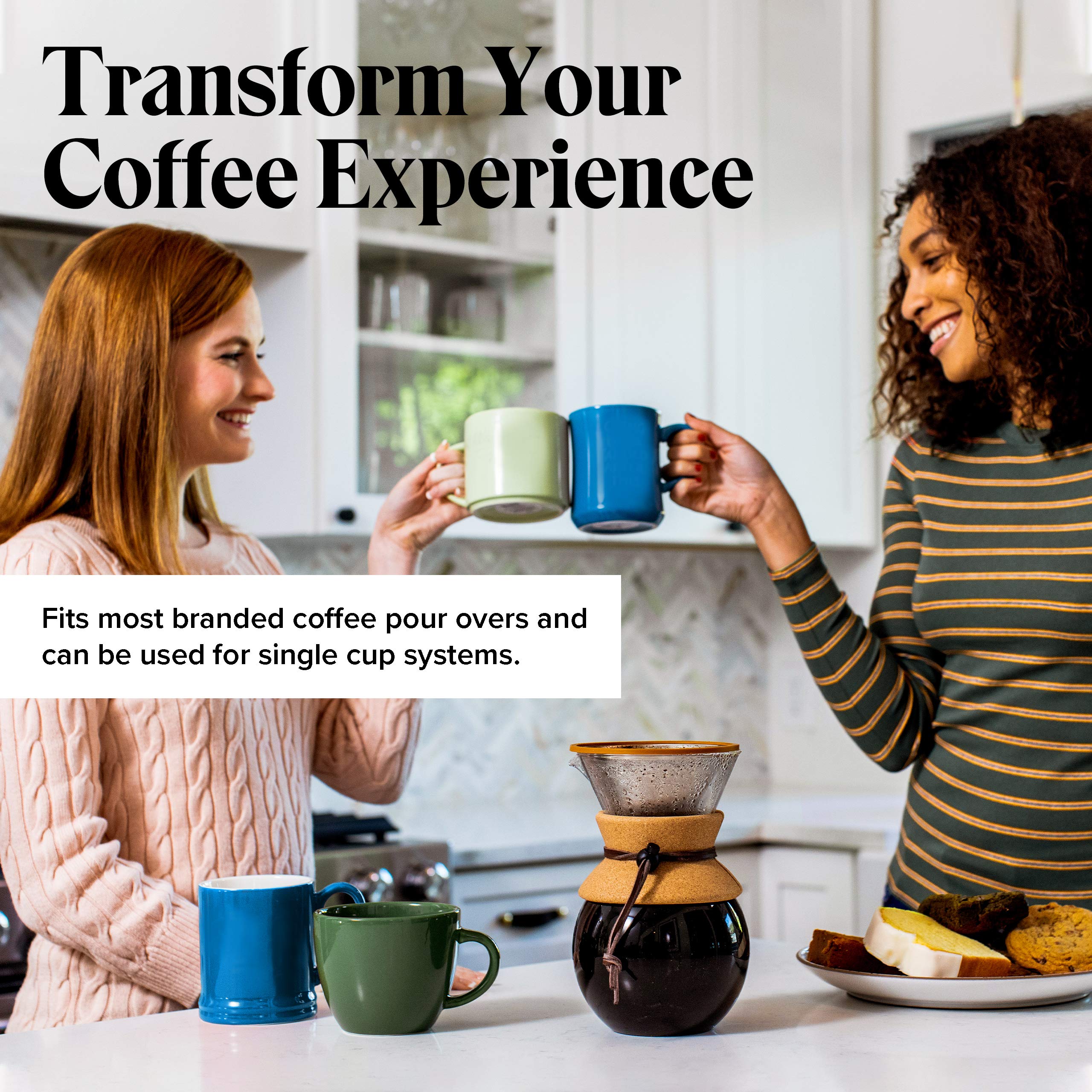 Willow & Everett Pour Over Coffee Dripper with Reusable Stainless Steel Filter - Eco-Friendly Paperless Coffee Maker for Medium Coarse Grounds - Perfect for Home, Office & Camping Brewing