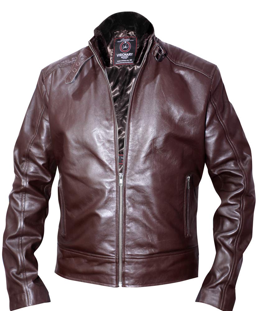 Stylish Genuine Sheepskin Leather Jacket for Men with Removable Fur Collar - VM1921837 | Winter Fashion Outerwear for Casual & Formal Occasions