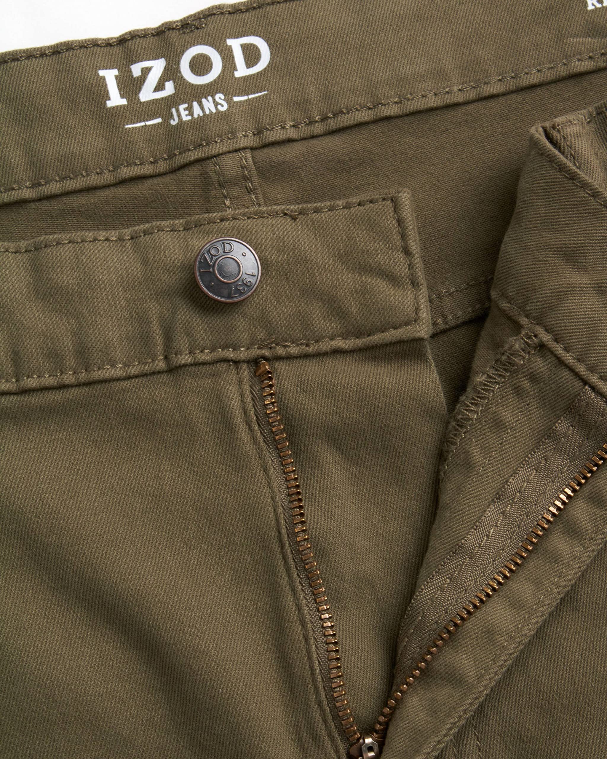 IZOD Men's Relaxed Fit Jeans - Classic 5-Pocket Comfort Stretch Denim - Straight Leg Casual Work Pants for Men | Comfortable Everyday Wear for Office, Travel & Weekend Outings