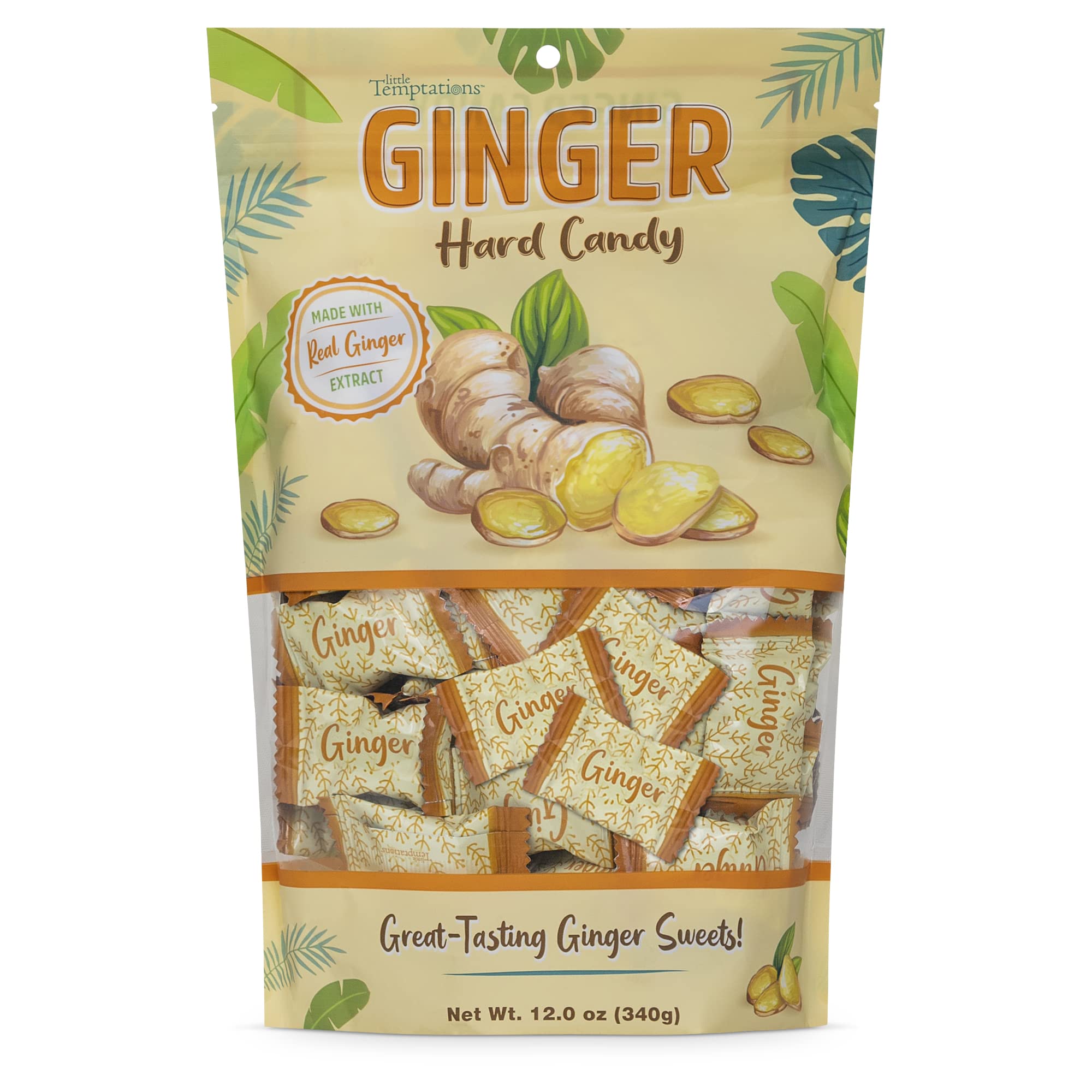 Original Flavor Ginger Hard Candy - 12 oz Bag, Individually Wrapped Healthy Snack with Real Ginger Extract | Natural Remedy for Nausea Relief & Digestive Support | Perfect for Travel, Morning Sickness & Motion Sickness