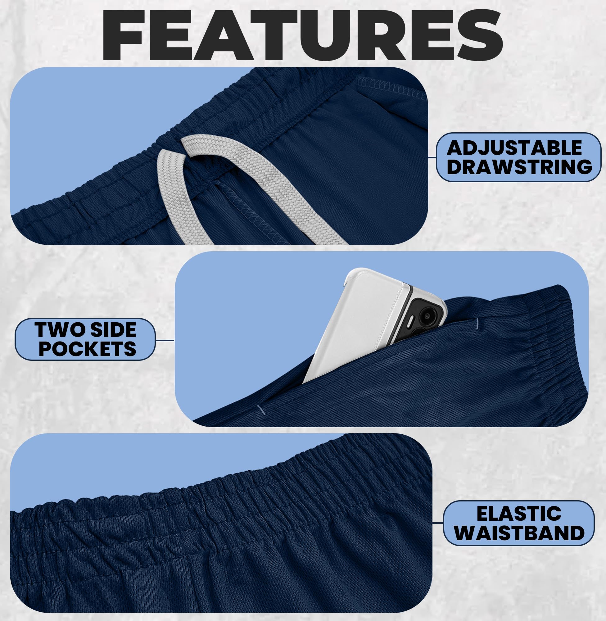 NY Threads Men's Quick Dry Athletic Shorts 2 Pack - Lightweight Running & Gym Workout Shorts with Pockets - Perfect for Jogging, Training & Casual Wear