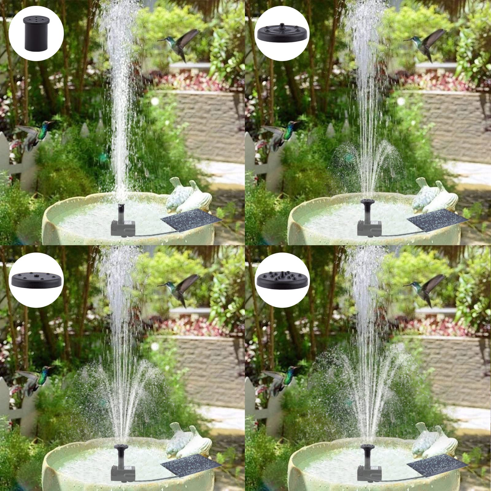 Upgraded 1.8W Solar Fountain Pump Kit with Separate Solar Panel & 3M Cable - Includes 4 Nozzles for Bird Baths, Outdoor Ponds, Fish Tanks, Patio Gardens - Perfect for Outdoor Decor & Water Features (Black)