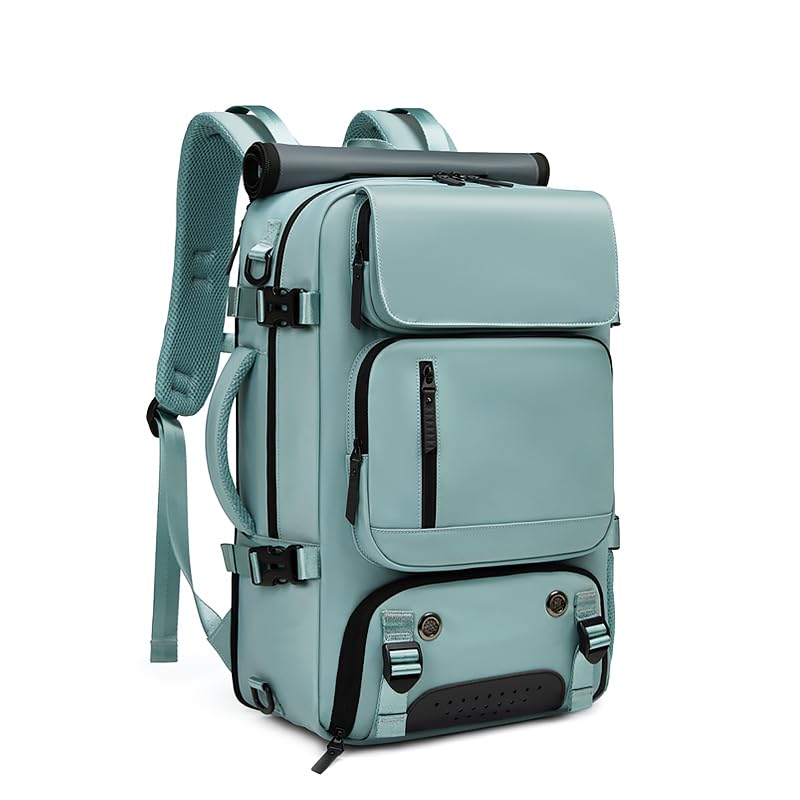 Waterproof 16 Inch Women's Travel Backpack with USB Charging Port & Shoe Compartment - Lightweight Hiking Backpack for Business, Commuting & Outdoor Adventures (Green)