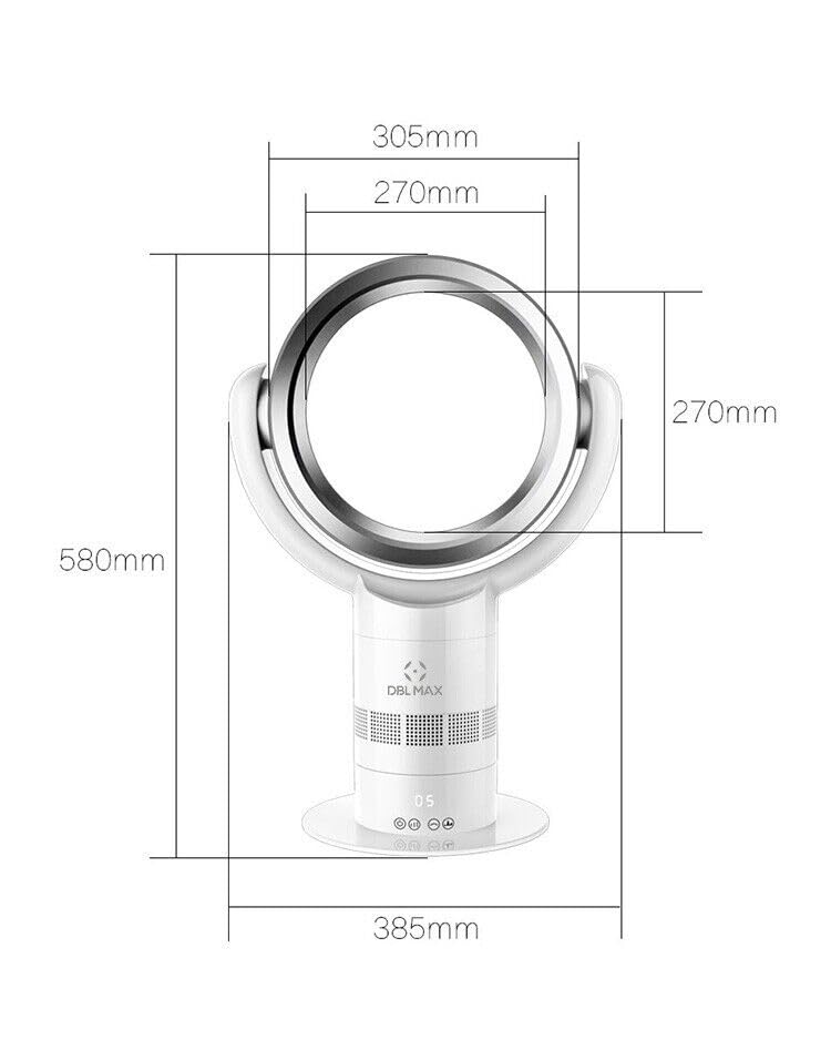 DBL MAX PRO Halo Bladeless Cooling Desk Fan - Ultra Quiet USB Fan for Office, Home & Bedroom - White & Silver - Perfect for Work, Study & Sleep