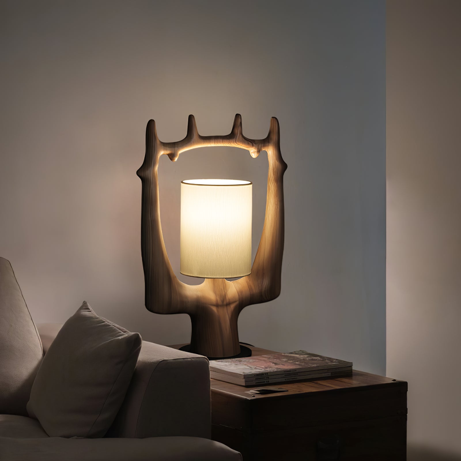 Antler Ring Table Lamp - Rustic Deer Horn Nightstand Light for Bedroom, Living Room, or Cabin Decor - Perfect for Farmhouse, Lodge & Hunting Cabin Ambience