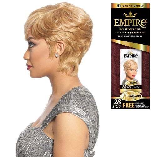 EMPIRE 100% Human Hair Extensions 28-Piece Set for Volume & Length - Clip-In Remy Hair for Daily Styling & Special Occasions