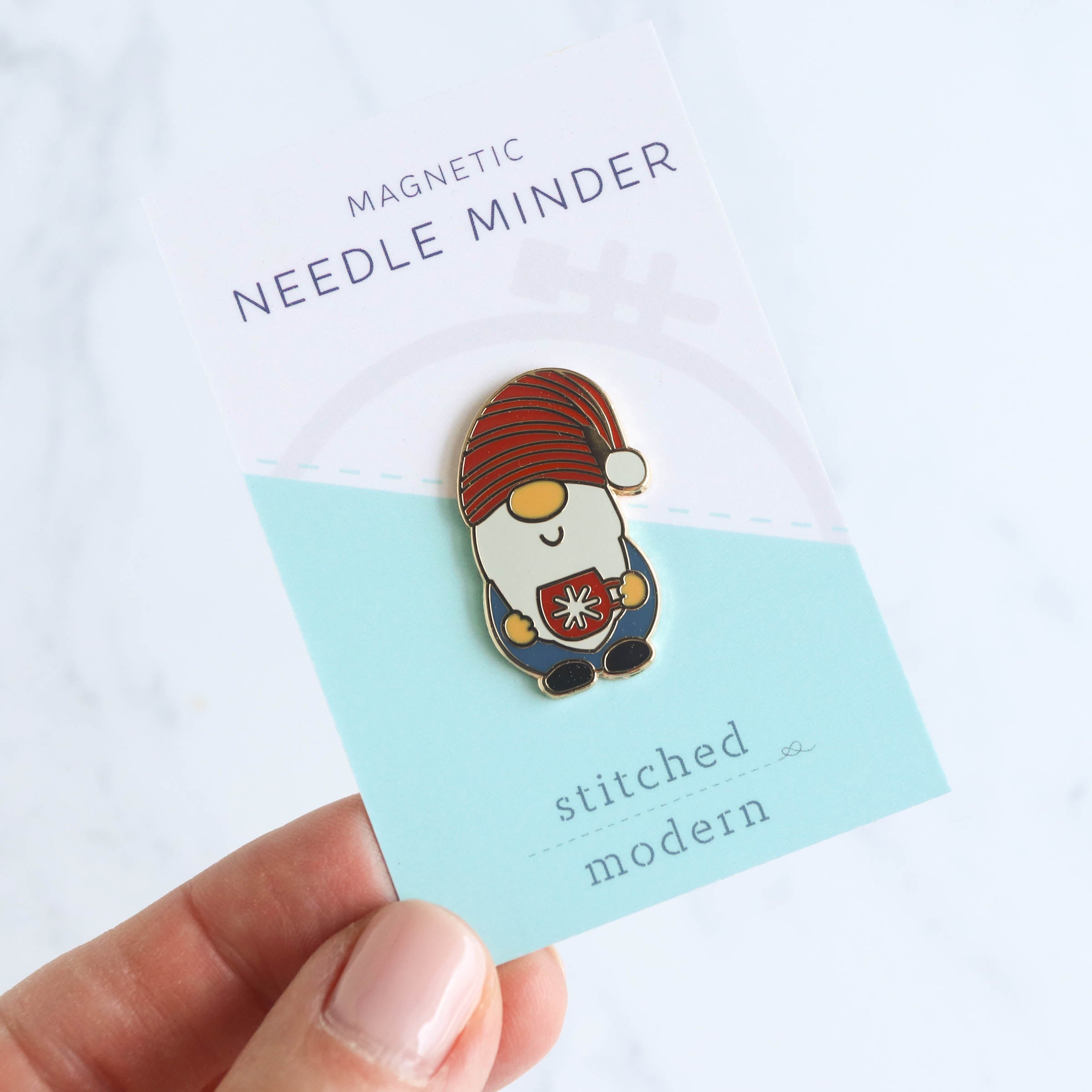 Happy Gnome Magnetic Needle Minder for Sewing & Embroidery - Cute Needle Holder for Cross Stitch, Quilting & Craft Projects - Perfect Gift for Knitters & DIY Enthusiasts