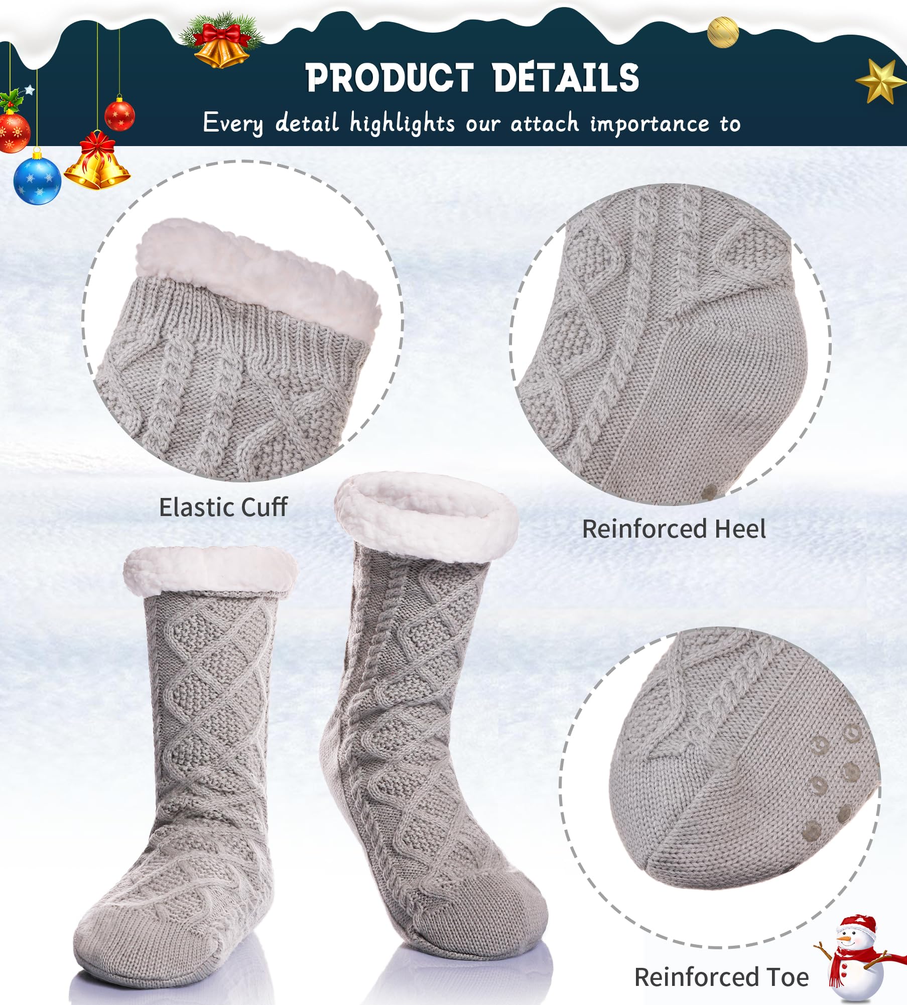 Men's Fleece Lined Thick Winter Slipper Socks - Cozy Non-Slip Fuzzy Home & Sleeping Socks for Cold Weather Comfort - Perfect for Indoor Lounging, Bedtime & Winter Relaxation