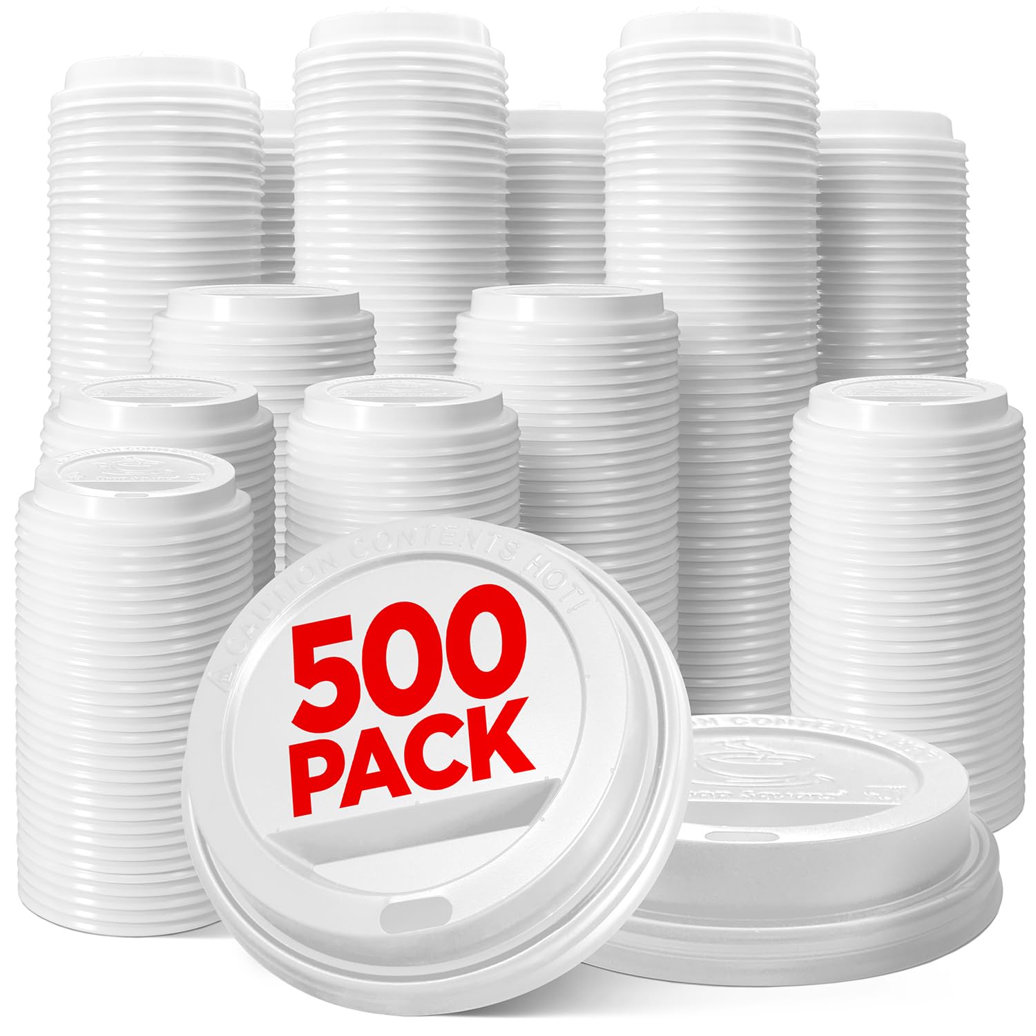 (500-Pack) Disposable Coffee Cup Lids - Fits 8/10/12/16/20/24 oz Paper Cups - White Dome Lids for To-Go Beverages, Coffee, Tea, Hot Chocolate - Perfect for Cafes, Offices & Takeout Services