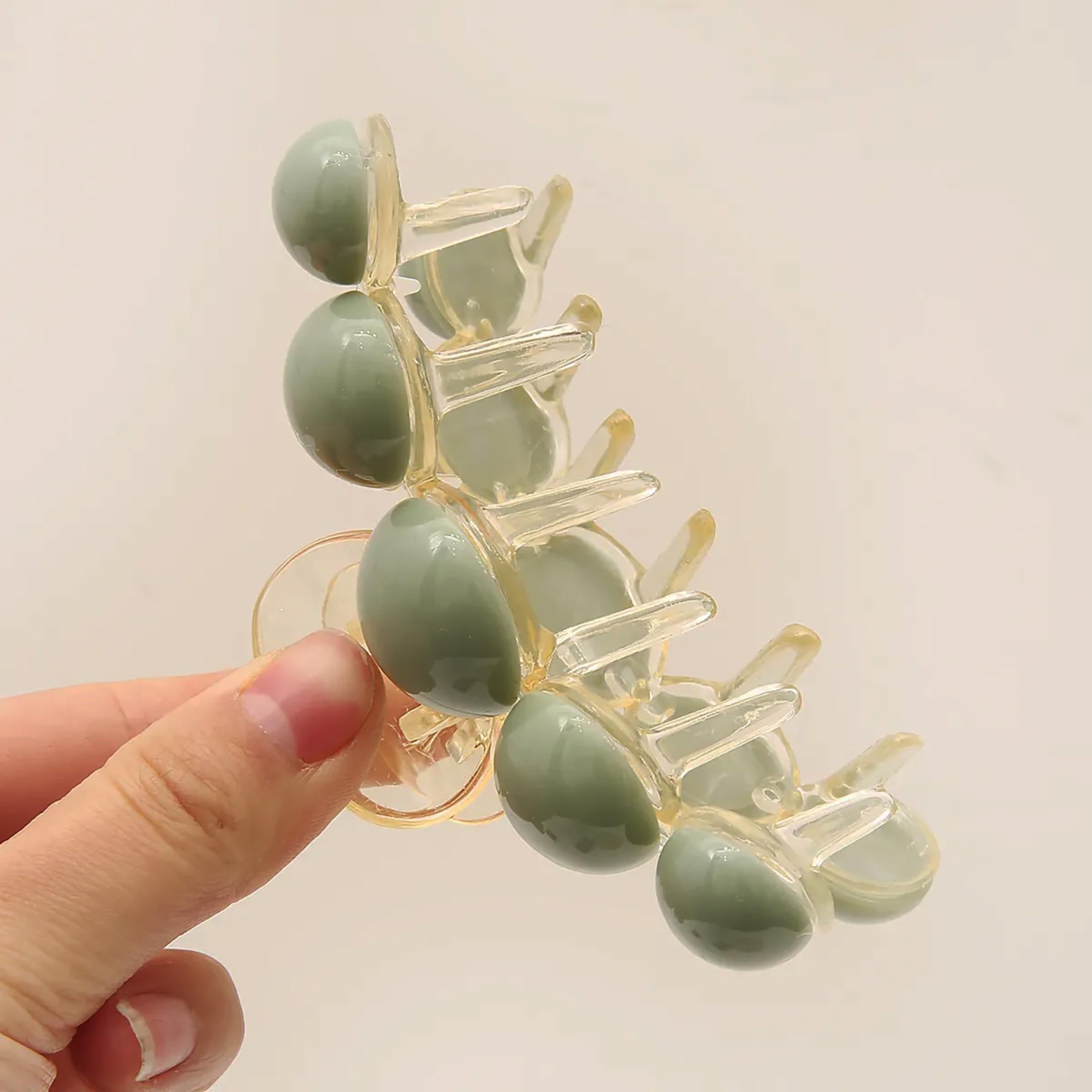 Korean Style Large Hair Claw Clip - Thick Hair Clutch for Women & Girls | Green Pearl Hair Accessories for Party & Daily Use