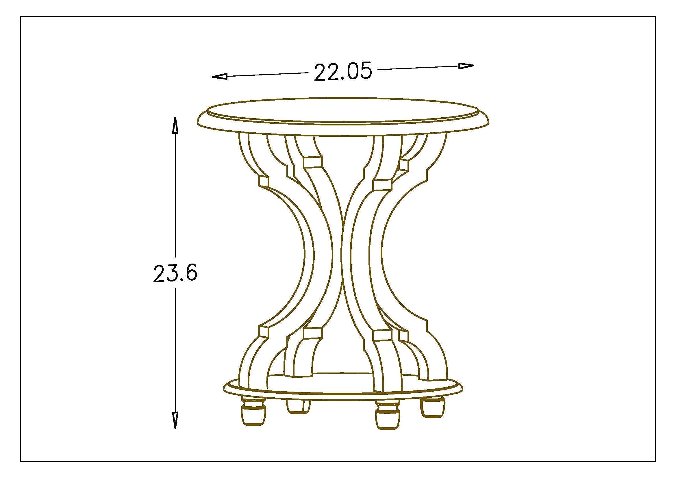FINECASA 22x24 Inch Small Round End Table with Shelf - Distressed Cream White Accent Table with Carved Legs for Bedroom, Living Room, Dorm | Perfect as Nightstand, Side Table or Coffee Table